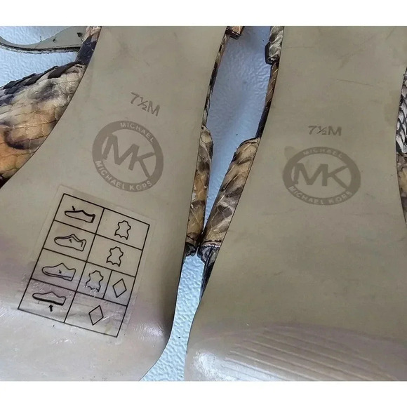 Michael Kors JET SET 6 Odessa 7.5 M Leather Snake Print Buckle HEELS Sandals - Picture 9 of 9